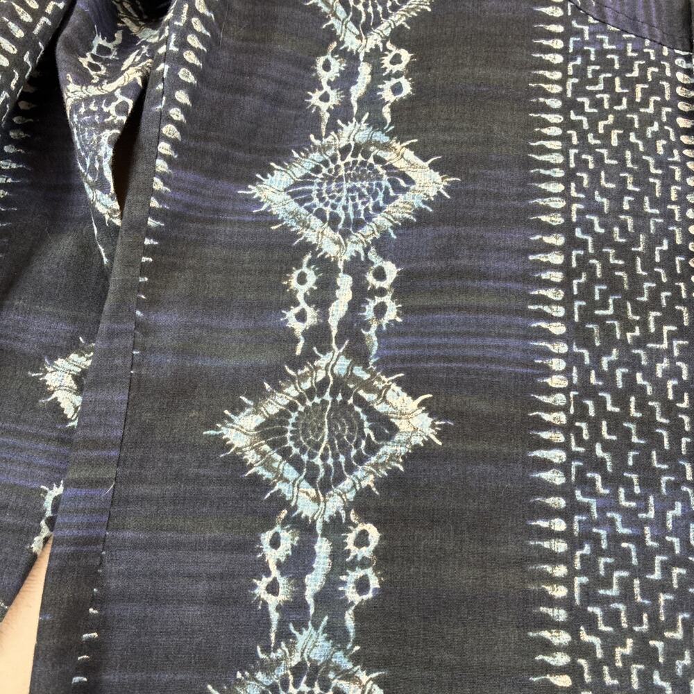 Vintage Esprit By Campus M 15-15.5 Blue Print Pearl Snap Long Sleeve Charity - Picture 10 of 13